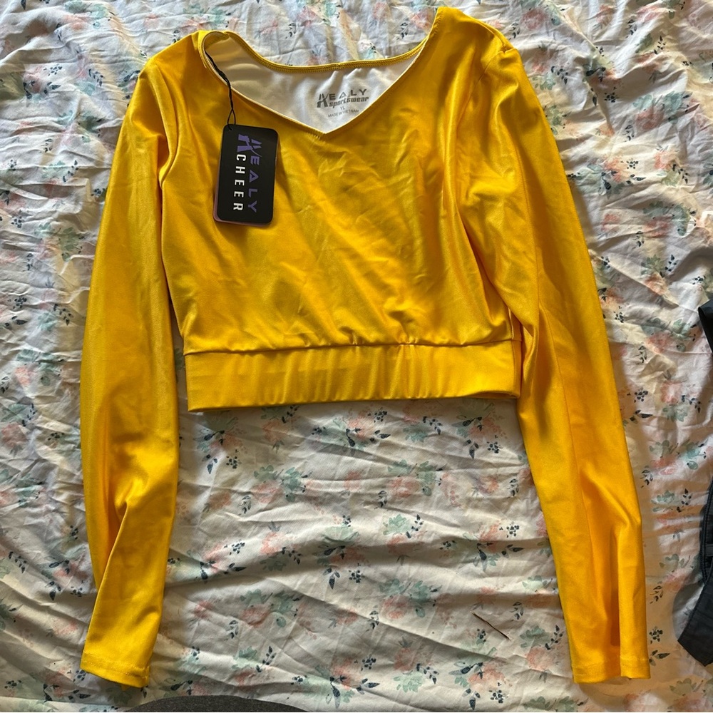 NWT Healy Sportswear Yellow Cheer Crop Top - Youth Large (YL)